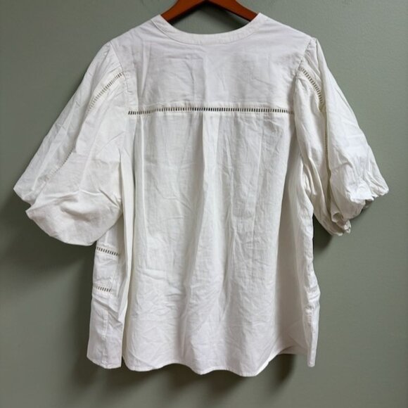 Ava & Viv Womens White Cottagecore Top Puff Sleeves Size 2X Prairie Sheer NWT - Picture 4 of 11